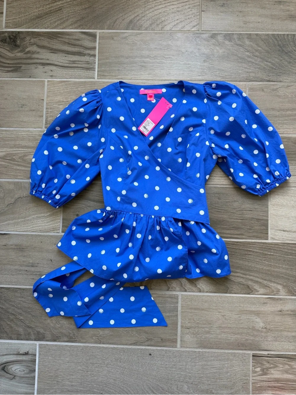 Preppy Lilly Pulitzer polka dot wrap blouse NWT size 2